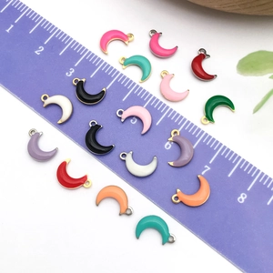 Colorful enamel moon pendants in gold plated stainless steel for DIY jewelry making