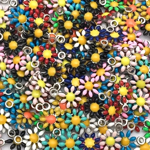 Colorful floral enamel stainless steel pendants for DIY jewelry making and craft charms