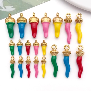 Pendentifs Cornicello en Acier Inoxydable et Émail pour la Fabrication de Bijoux DIY Charms de Corne de Chance Italiens