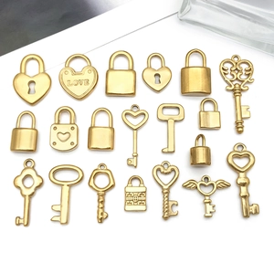 Pendentifs en Acier Inoxydable en Forme de Cadenas Coeur et Clé pour la Fabrication de Bijoux DIY Plaqué Or