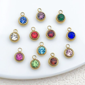Detailed set of 12 colorful stainless steel birthstone charms for DIY jewelry making