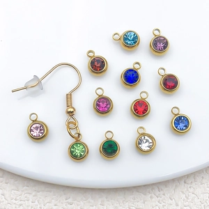 Colorful crystal pendants with gold stainless steel settings for DIY jewelry making
