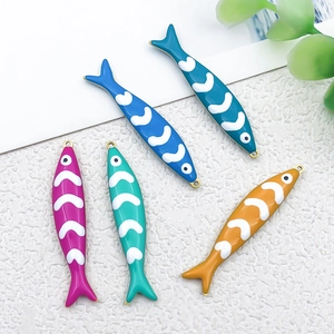 Five colorful enamel stainless steel fish pendants for DIY jewelry necklace making