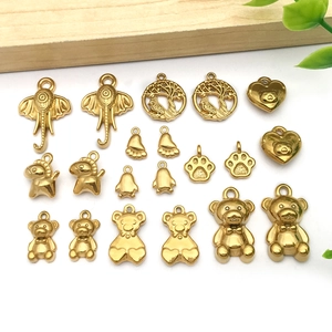 Gold vacuum plated stainless steel animal pendants with elephant bear and paw designs