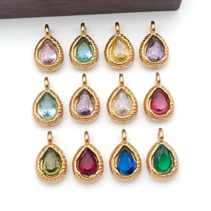 Roestvrij Stalen Druppel Geboortesteen Hanger Voor DIY Sieraden Maken Strass Kleurrijke Druppel Bedel Voor Dames