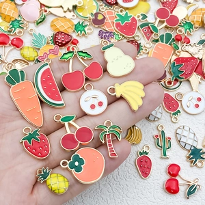 Pendentifs en alliage de fruits et légumes pour bijoux DIY et porte-clés colorés