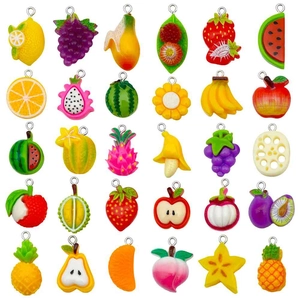 DIY Resin Simulation Fruit Vegetable Pendants Jewelry Making Cute Banana Strawberry Pineapple Charms Sweet Jewelry Findings For Bracelets Necklaces