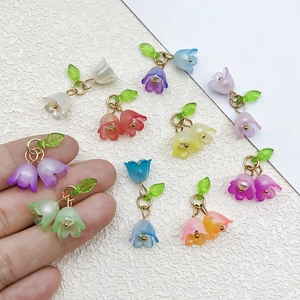 Colorful acrylic lily of the valley flower pendants for DIY jewelry and accessories