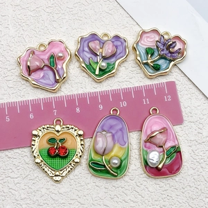 Pendentifs fleurs en émail de style vintage pour la création de bijoux DIY assortis