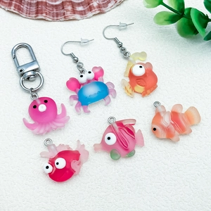 Detailed collection of cartoon resin ocean animal charms with matte finish for DIY jewelry