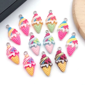 Colorful resin ice cream cone pendants for DIY jewelry making with 12 piece set