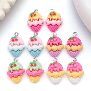 Pendentifs de Cône de Crème Glacée en Résine de Simulation Breloques Alimentaires Colorées pour la Fabrication de Bijoux DIY