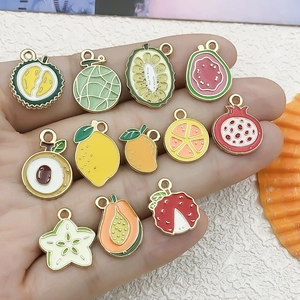 Assorted alloy fruit charms set with colorful enamel oil drip finish for DIY jewelry