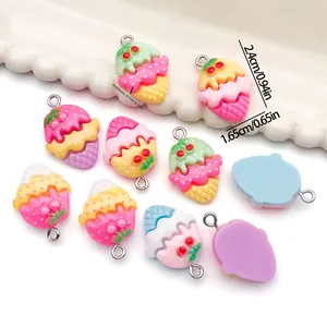 Detail showing colorful resin ice cream cone charms with dimensions and metal rings