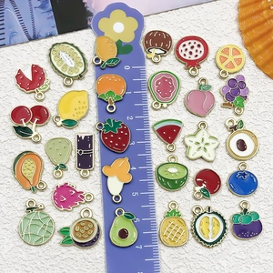 Assorted colorful enamel fruit alloy charms and pendants for DIY jewelry making