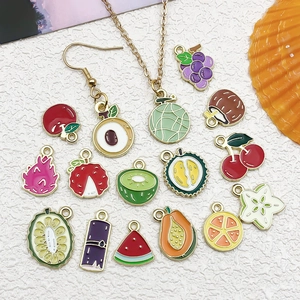 Colorful fruit alloy charms with drip oil craft for DIY necklaces and bracelets making