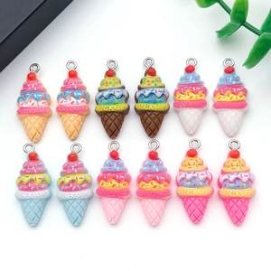 Simulation Fraise Glace Cône Résine Breloques DIY Bijoux Accessoires Pour Collier Bracelet Boucles D'oreilles Porte-Clés Pendentifs Artisanat