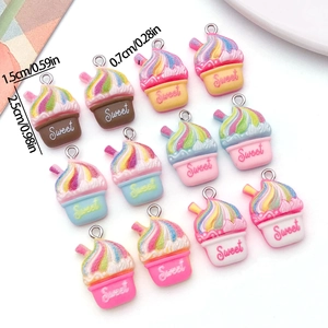 Colgantes de helado de resina para joyas DIY con texto Sweet y detalles brillantes