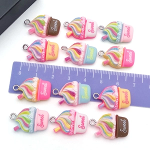 Set de 12 colgantes de resina con forma de helado para joyería DIY y manualidades