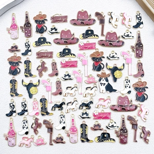 Breloques en Alliage de Zinc Émaillé Style Cowboy Occidental pour la Fabrication de Colliers Boucles d'Oreilles Bracelets DIY Pendentifs en Forme de Chapeau de Cowboy Bottes Cheval Accessoires de Bijoux