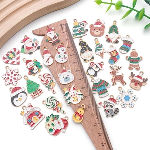 Christmas enamel alloy charms set featuring Santa, Reindeer and Tree for DIY jewelry making