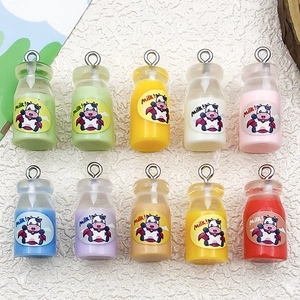 DIY Resin Colorful Milk Bottle Pendants Miniature Simulation Drinks Charms For Earrings Necklace Keychain Jewelry Making Accessories