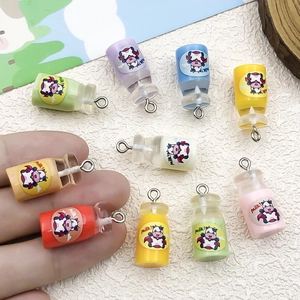 DIY colorful resin milk bottle pendants for jewelry making with metal rings