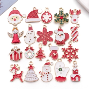 Colgantes De Navidad De Aleación Esmaltada Para Joyería DIY Papá Noel Reno Copo De Nieve Muñeco De Nieve Colgantes Mix