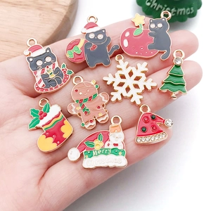 Lot de breloques de Noël en émail et alliage avec bonhomme de neige pour bijoux DIY