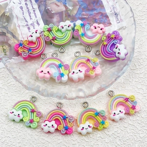 Pendentifs arc-en-ciel en résine avec étoiles pour création de bijoux DIY colliers