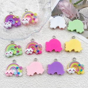 Pendentifs nuage arc-en-ciel en résine avec anneaux en métal pour bijoux DIY créatifs