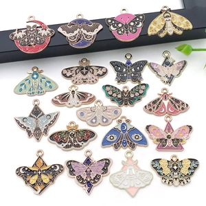 Colorful enamel butterfly and moth alloy pendants for DIY jewelry making 18 pieces set
