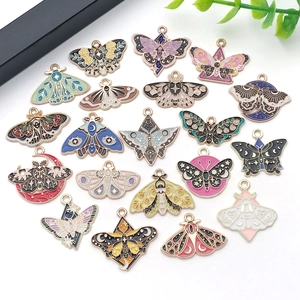 Detailed collection of enamel butterfly and moth pendants for DIY jewelry and crafts