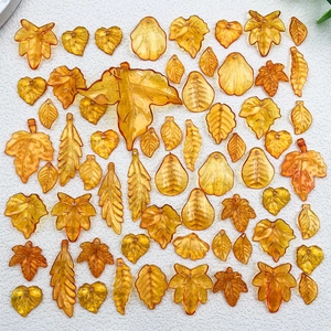 Acrylic Leaf Pendants For DIY Jewelry Making Autumn Maple Leaf Charms Orange Green Accessories For Earrings Necklaces
