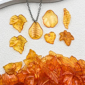Translucent amber acrylic maple leaf pendants for DIY jewelry making accessories