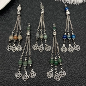 Ethische Vintage Zinklegierung Quasten Anhänger Mit Künstlichen Perlen Keltischer Knoten Charms Für DIY Halskette Schmuckherstellung Bohemian Stil
