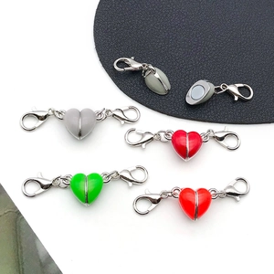 Luminous heart-shaped magnetic lobster clasps in various colors for jewelry making