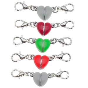 Luminous heart magnetic clasps with lobster claws in five vibrant colors for jewelry