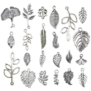 Vintage Zinc Alloy Leaf Pendants Antique Silver Branch Feather Ginkgo Leaf Charms For DIY Jewelry Making Findings Necklace Earrings Bracelet Material