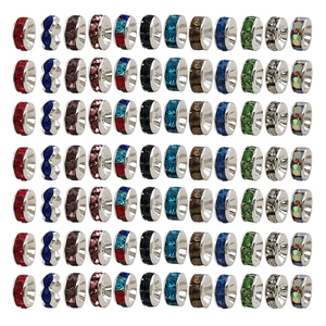 DIY Jewelry Making Accessories Zinc Alloy Rhinestone Rondelle Spacer Beads 6mm 8mm Crystal Wheel Beads For Bracelet Necklace