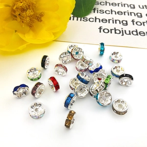 Mixed color crystal rhinestone spacer beads for DIY jewelry making in silver settings