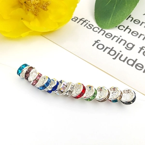 Colorful rhinestone spacer beads in silver metal for DIY jewelry and bracelet making