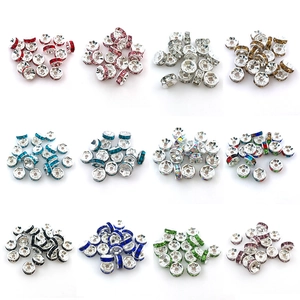 Colorful 12-color rondelle spacer beads set with rhinestones for DIY jewelry making