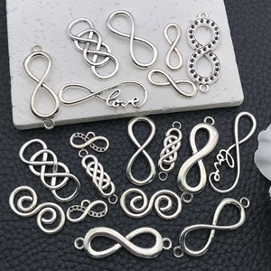 Antiksilberne Unendlichkeit-Anhänger mit Love-Design und Kristallen für DIY-Schmuck