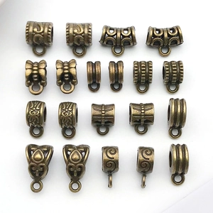 Détails de bélières en alliage de bronze antique avec motifs floraux gravés pour bijoux DIY