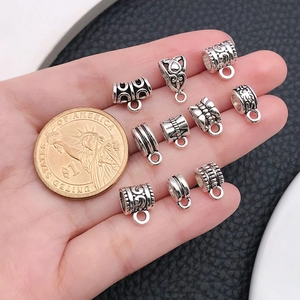 Détail de 10 bélières en alliage d'argent antique pour la création de bijoux DIY