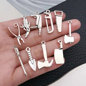 Ensemble de mini pendentifs outils en argent antique pour création de bijoux DIY