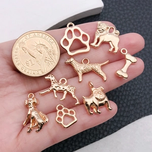 Pendentifs pour animaux en alliage doré avec pattes et os, échelle avec pièce