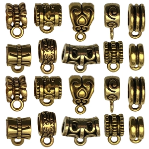 Vintage Alloy Floral Embossed Jewelry Bails Connector Antique Gold Silver DIY Bracelet Necklace Pendant Hanger Spacer Bead