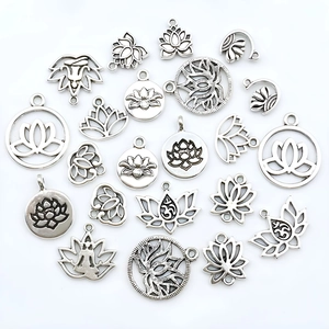 Lot de 21 pendentifs de yoga lotus en argent antique avec symboles Om pour bijoux DIY